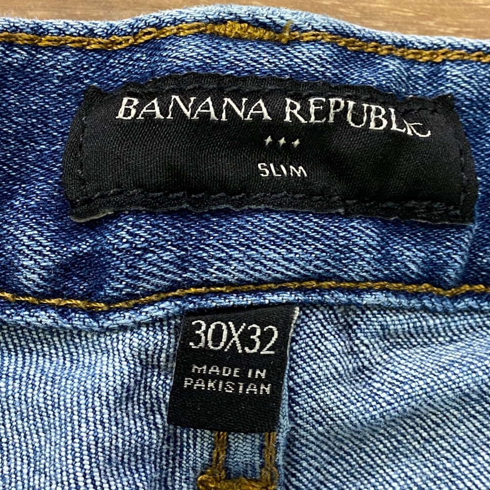 Banana Republic Jeans Mens 30x31 Slim Stretch Cotton Denim Blue Classic Casual - Picture 3 of 9